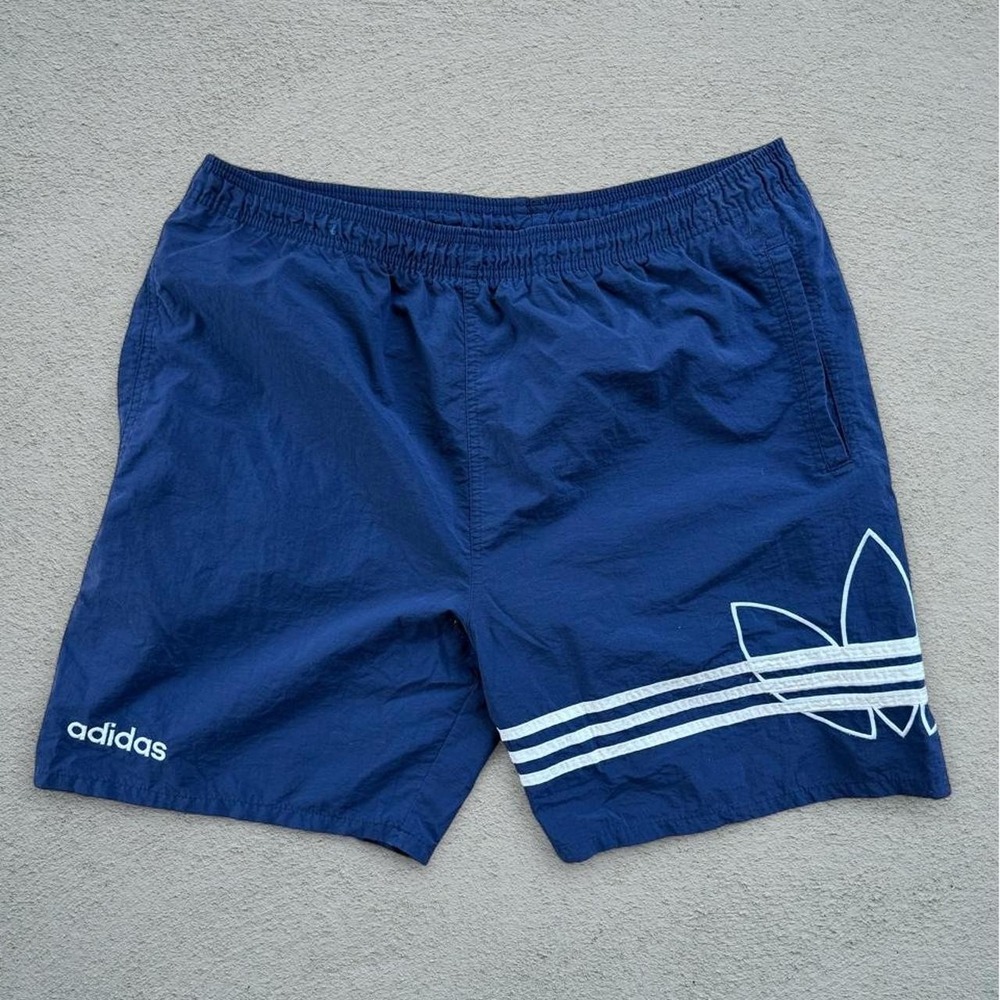 Vintage 1990s Adidas Navy Blue Shorts White Stripes L